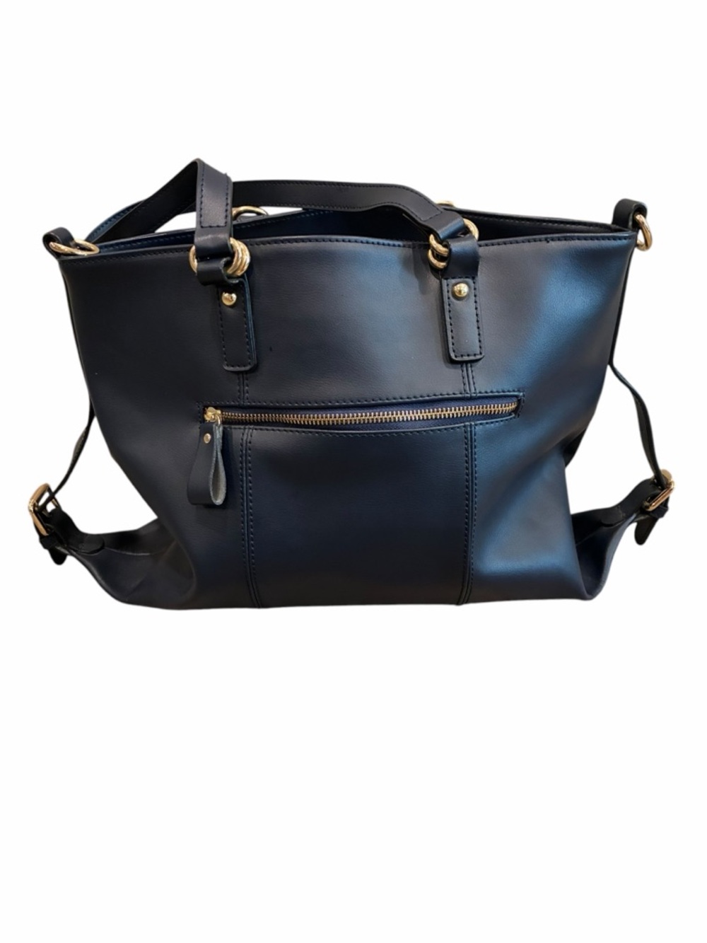 Kattee Deep Blue Purse Shoulder double handle Designer Soft Leather Gold